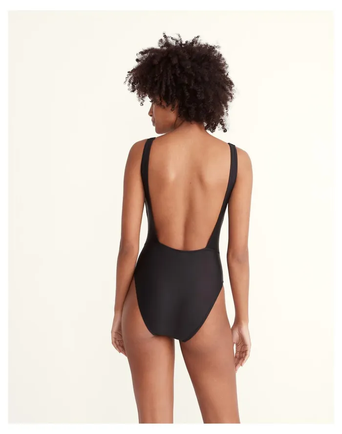 Women Second Wave Square Neck Tank One Piece Swimsuit True Black Madewell Swim Women Second Wave Square Neck Tank One Piece Swimsuit True Black Madewell Swim
