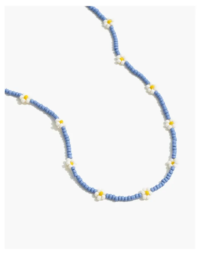 Women Seed Bead Daisy Choker Necklace Juniper Madewell Necklaces