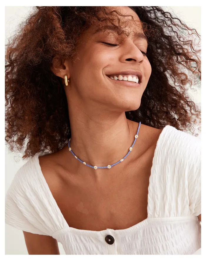 Women Seed Bead Daisy Choker Necklace Juniper Madewell Necklaces Women Seed Bead Daisy Choker Necklace Juniper Madewell Necklaces