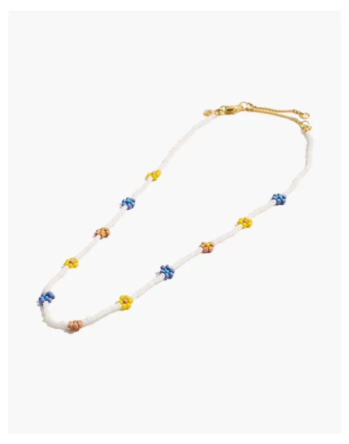 Women Seed Bead Daisy Choker Necklace Lighthouse Madewell Necklaces Women Seed Bead Daisy Choker Necklace Lighthouse Madewell Necklaces