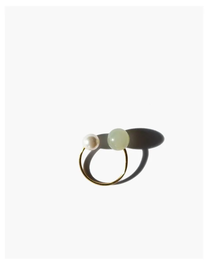 Women Seree Nata Pearl Jade Sling Ring Light Green Madewell Rings