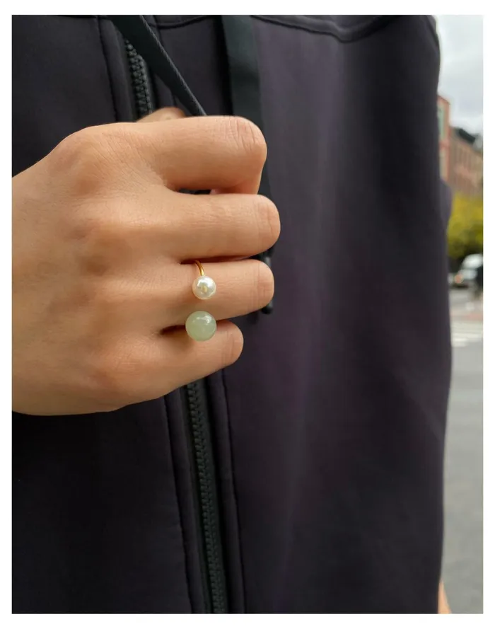 Women Seree Nata Pearl Jade Sling Ring Light Green Madewell Rings Women Seree Nata Pearl Jade Sling Ring Light Green Madewell Rings