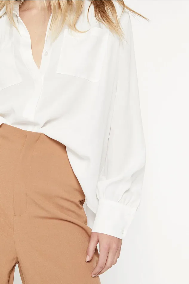 Women Shirts and Blouses Bardot Satin Collar Shirt In Ivory Ivory