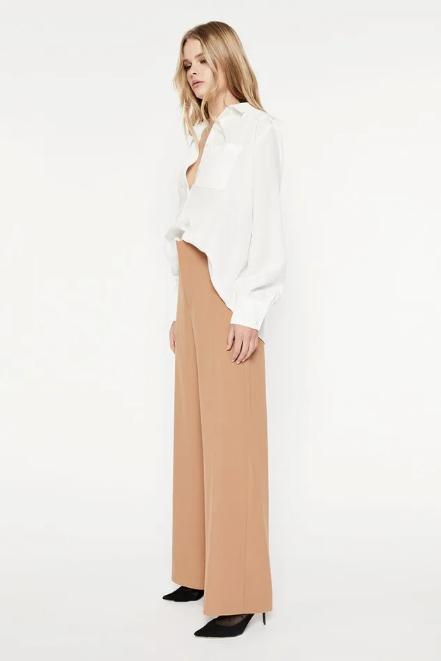 Women Shirts and Blouses Bardot Satin Collar Shirt In Ivory Ivory