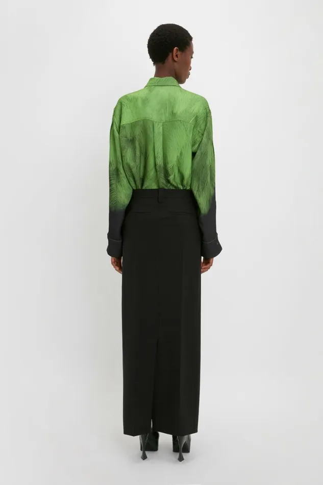 Women Shirts and Tops Victoria Beckham Oversized Digital Feather Print Shirt In BlackGreen