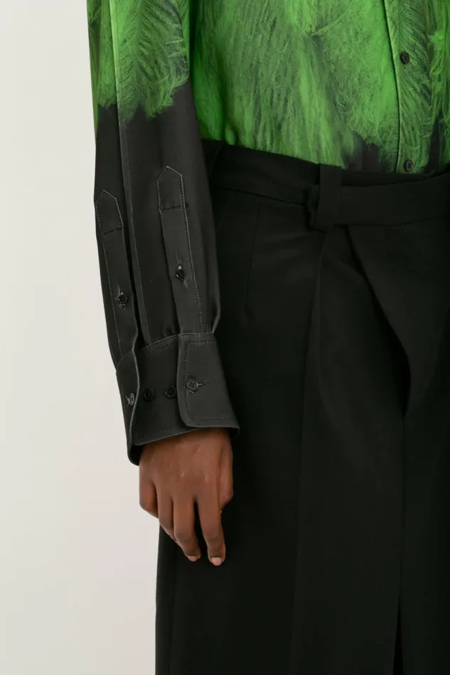 Women Shirts and Tops Victoria Beckham Oversized Digital Feather Print Shirt In BlackGreen