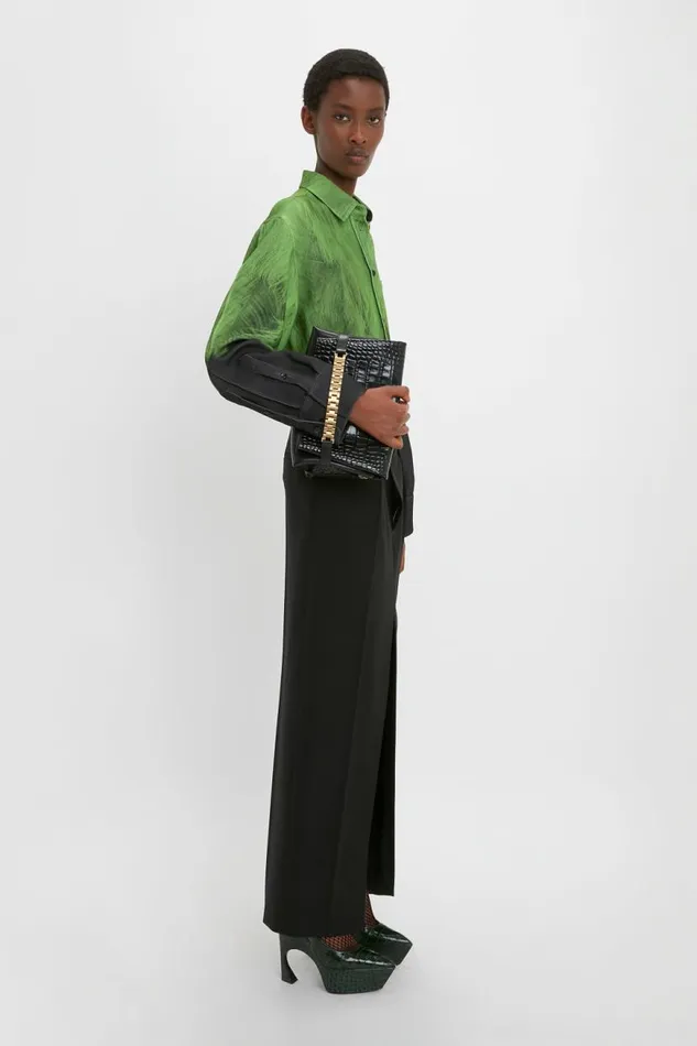 Women Shirts and Tops Victoria Beckham Oversized Digital Feather Print Shirt In BlackGreen