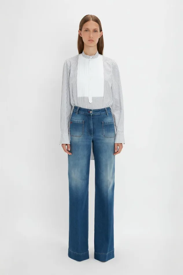 Women Shirts and Tops Victoria Beckham Tuxedo Bib Shirt In Black And OffWhite