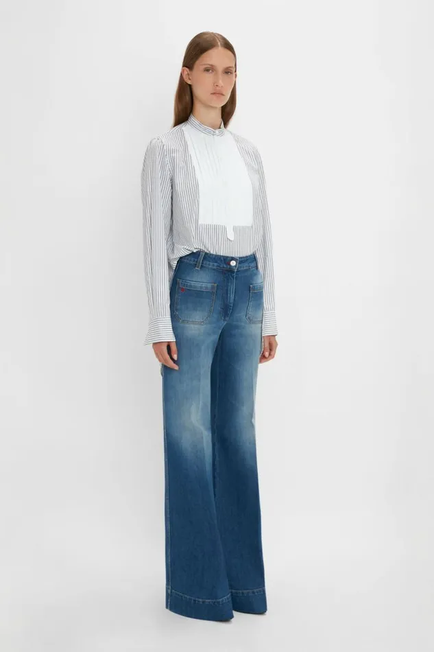 Women Shirts and Tops Victoria Beckham Tuxedo Bib Shirt In Black And OffWhite