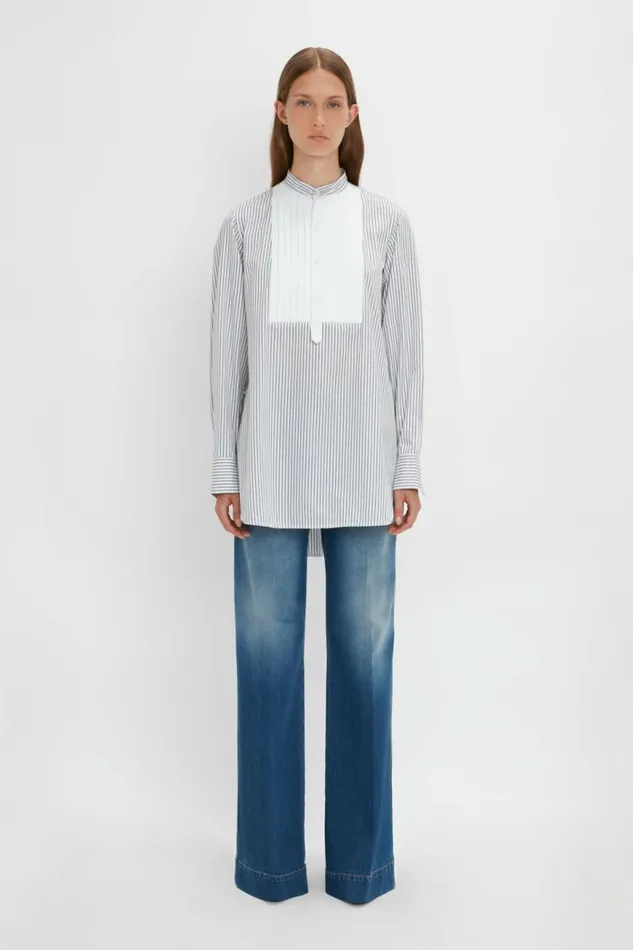 Women Shirts and Tops Victoria Beckham Tuxedo Bib Shirt In Black And OffWhite