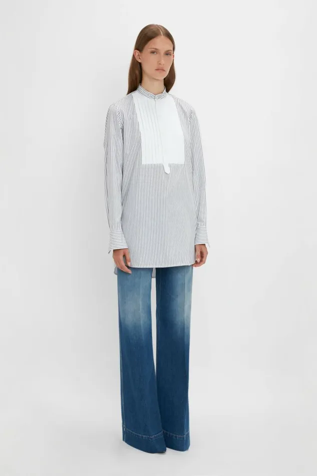 Women Shirts and Tops Victoria Beckham Tuxedo Bib Shirt In Black And OffWhite