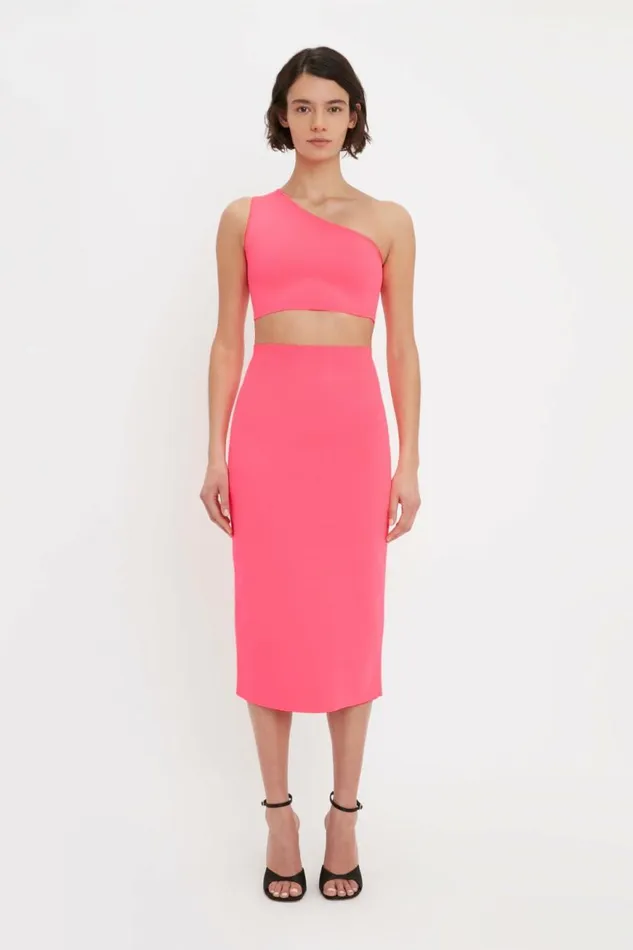 Women Shirts and Tops Victoria Beckham VB Body One Shoulder Crop Top In Pink