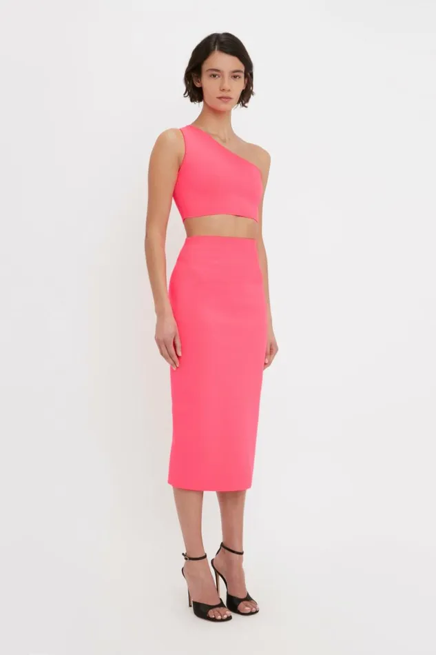 Women Shirts and Tops Victoria Beckham VB Body One Shoulder Crop Top In Pink
