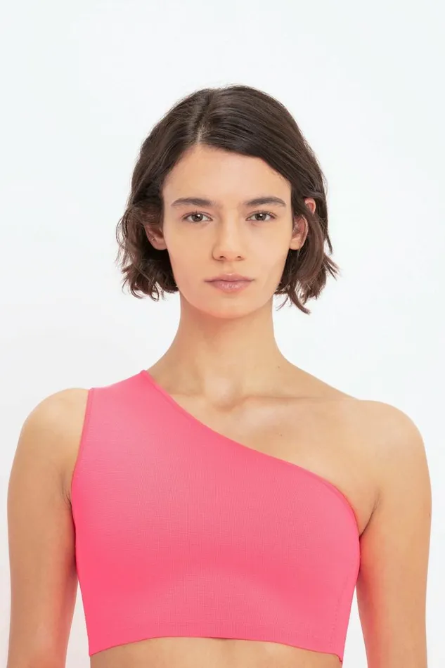 Women Shirts and Tops Victoria Beckham VB Body One Shoulder Crop Top In Pink
