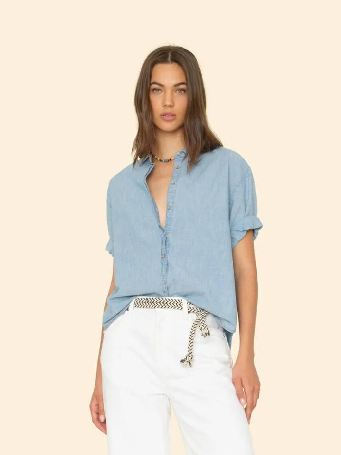 Women Shirts Xirena Dusty Blue Channing Shirt