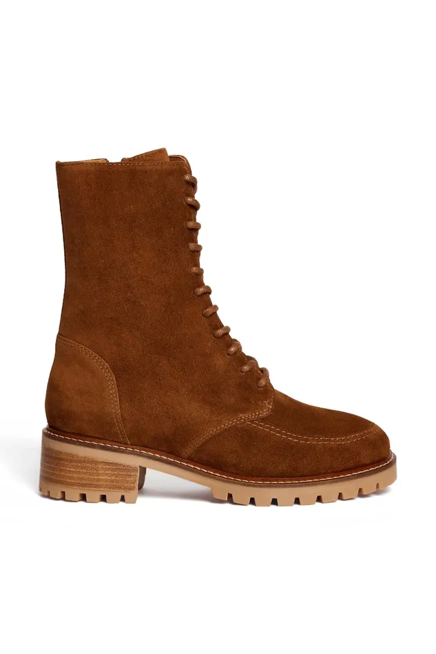 Women Shoes Phanelie Ecureuil Bottines Rangers Cuir Velours Marron Des Petits Hauts Shoes and Socks