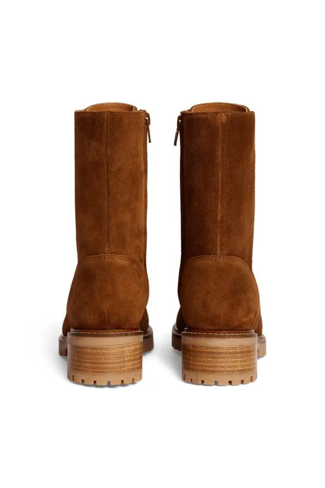 Women Shoes Phanelie Ecureuil Bottines Rangers Cuir Velours Marron Des Petits Hauts Shoes and Socks