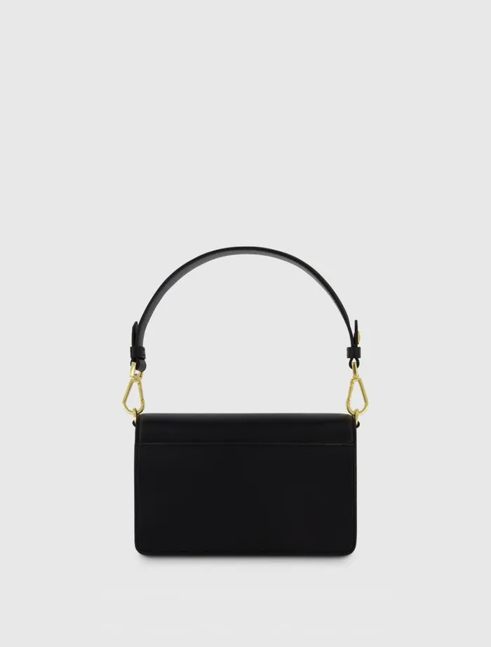 Women Shoulder Bags Mac Duggal Classic Leather Shoulder Bag With Gold Hardware 8211 FINAL SALE Black