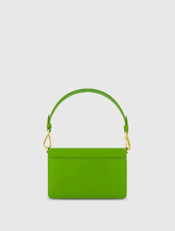 Women Shoulder Bags Mac Duggal Mini Green Leather Shoulder Bag With Gold Hardware 8211 FINAL SALE Pear