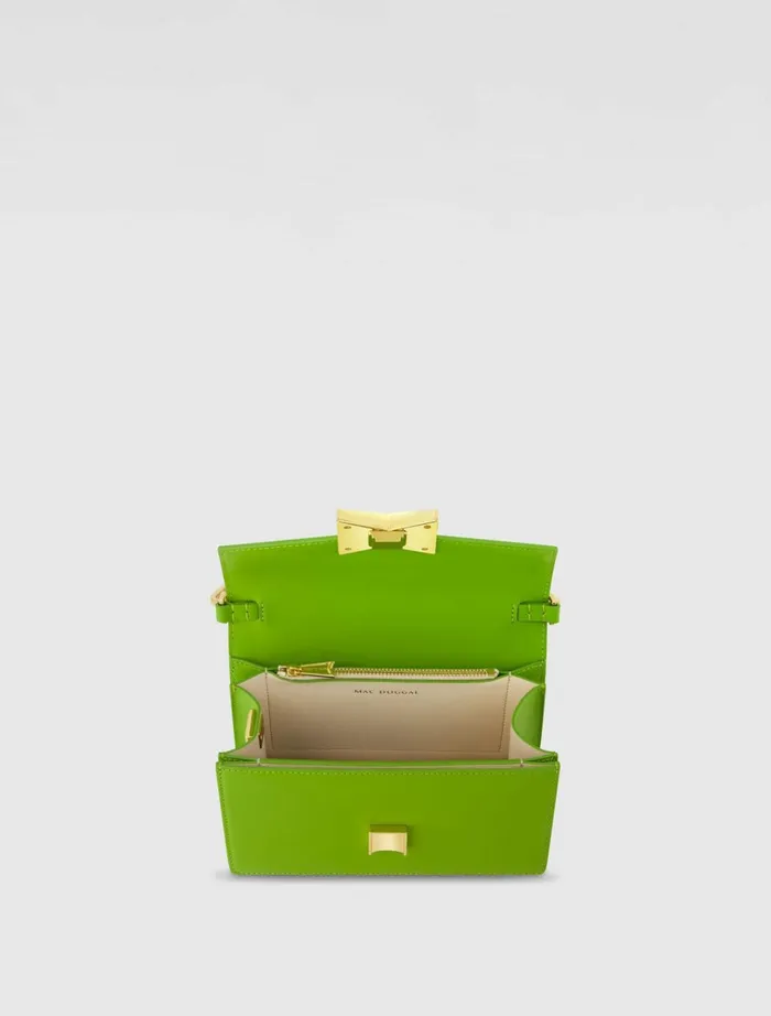 Women Shoulder Bags Mac Duggal Mini Green Leather Shoulder Bag With Gold Hardware 8211 FINAL SALE Pear
