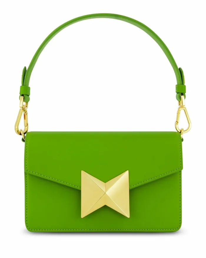 Women Shoulder Bags Mac Duggal Mini Green Leather Shoulder Bag With Gold Hardware 8211 FINAL SALE Pear