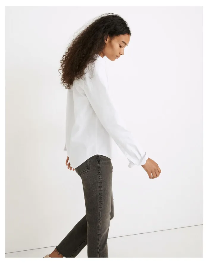 Women Shrunken Button Down Oxford Shirt Eyelet White Madewell Tops and Shirts Women Shrunken Button Down Oxford Shirt Eyelet White Madewell Tops and Shirts