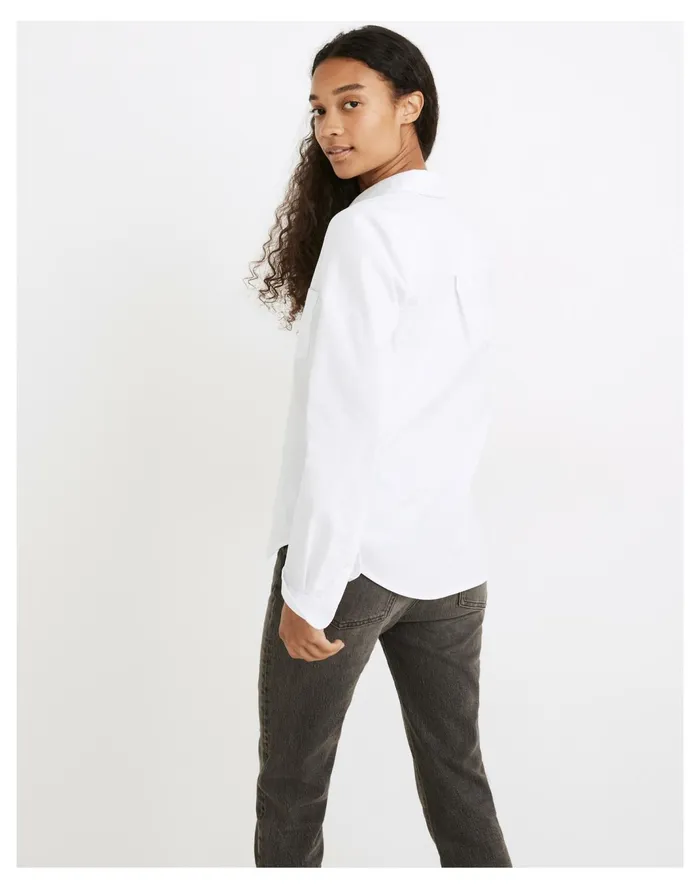 Women Shrunken Button Down Oxford Shirt Eyelet White Madewell Tops and Shirts Women Shrunken Button Down Oxford Shirt Eyelet White Madewell Tops and Shirts