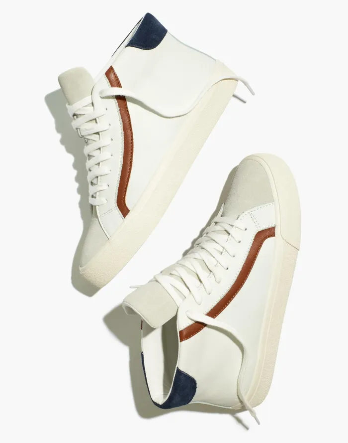 Women Sidewalk High Top Sneakers In Colorblock Leather Gossamer Grey Multi Madewell Sneakers