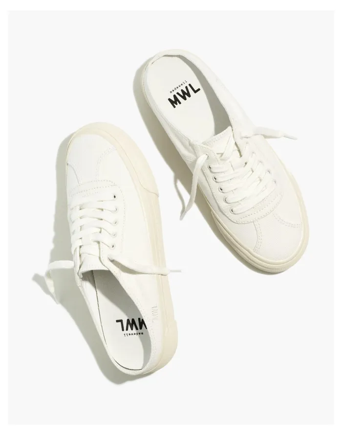 Women Sidewalk Sneaker Mules In Resourced Canvas Pale Parchment Madewell Sneakers