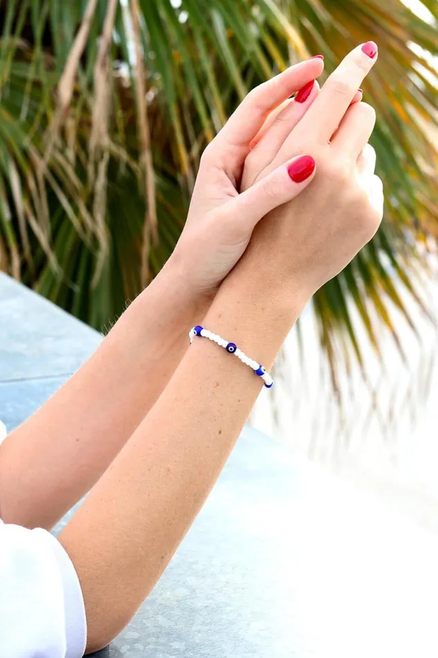Women Silver White Blue Tennis Bracelet Roman Jewellery
