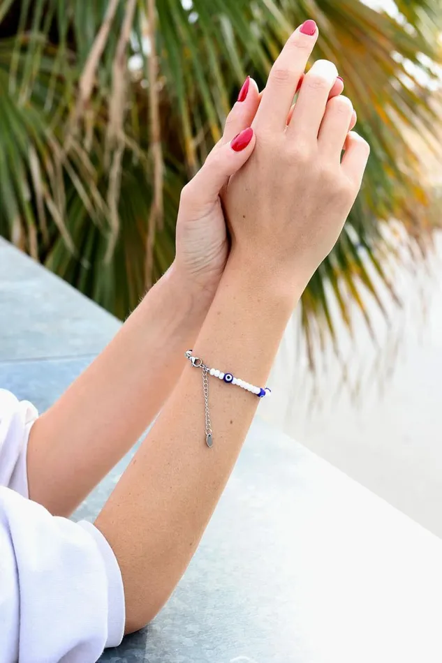 Women Silver White Blue Tennis Bracelet Roman Jewellery