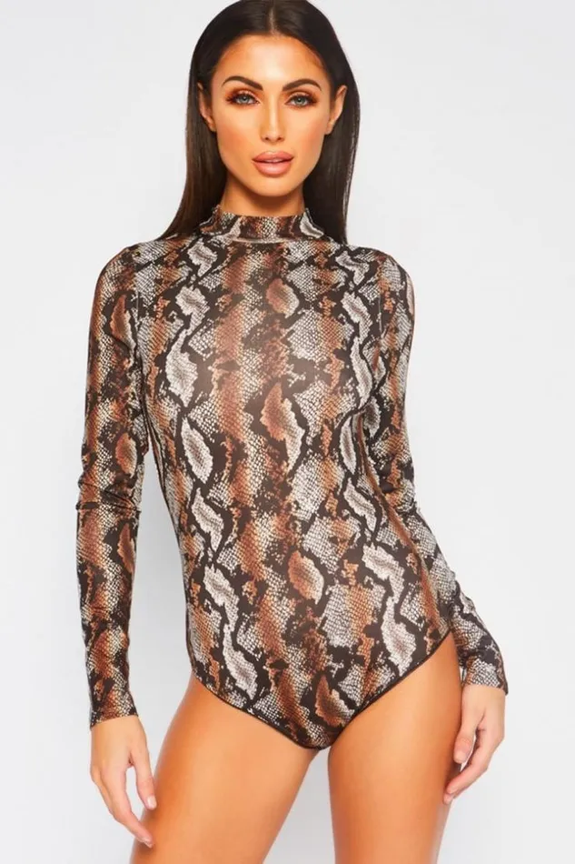 Women Skinny PythonPrint Bodysuit Brentiny Paris Bodies Women Skinny PythonPrint Bodysuit Brentiny Paris Bodies