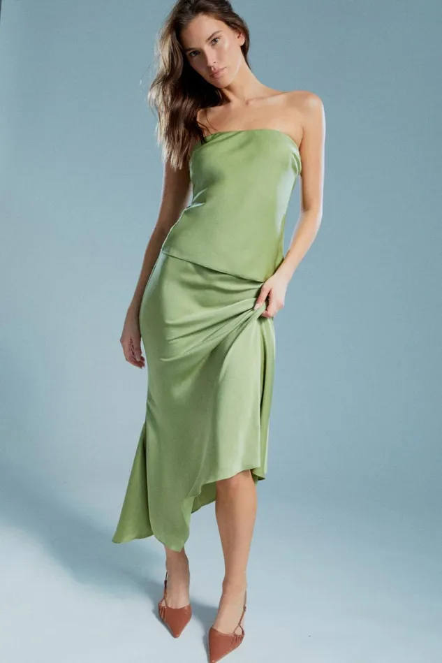 Women Skirts Bardot Isadore Satin Maxi Skirt In Applegreen Applegreen Women Skirts Bardot Isadore Satin Maxi Skirt In Applegreen Applegreen