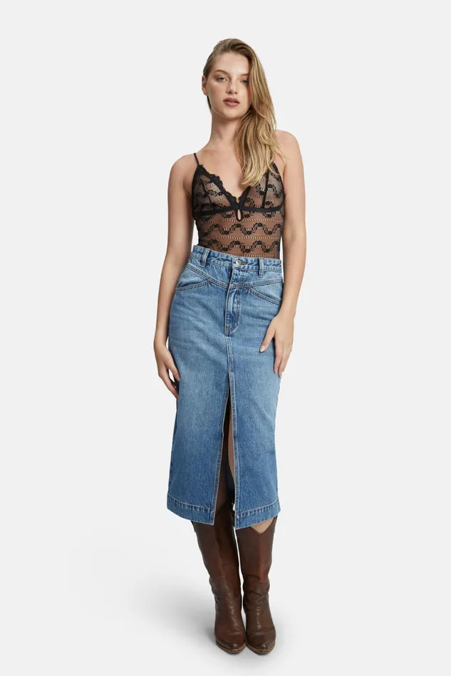 Women Skirts Bardot Jonah Midi Denim Skirt In Vintage Vintage