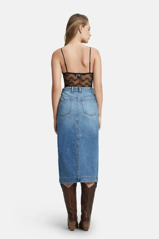 Women Skirts Bardot Jonah Midi Denim Skirt In Vintage Vintage Women Skirts Bardot Jonah Midi Denim Skirt In Vintage Vintage