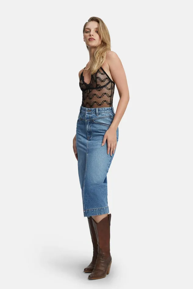 Women Skirts Bardot Jonah Midi Denim Skirt In Vintage Vintage Women Skirts Bardot Jonah Midi Denim Skirt In Vintage Vintage