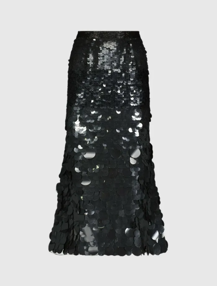 Women Skirts Mac Duggal Paillette Sequin Midi Skirt Black