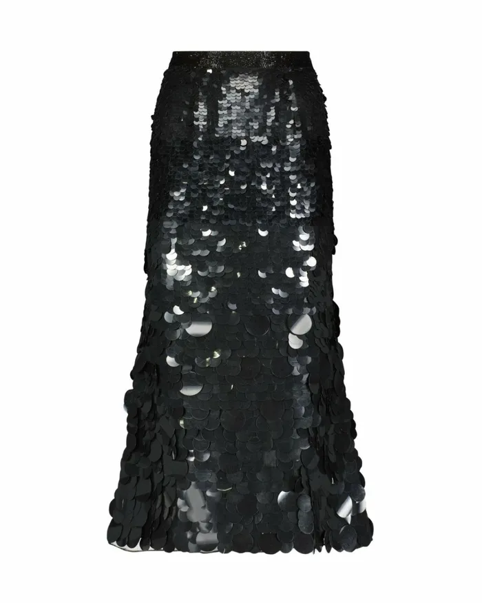 Women Skirts Mac Duggal Paillette Sequin Midi Skirt Black