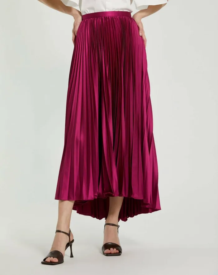 Women Skirts Mac Duggal Pleated Satin Maxi Skirt Fuchsia
