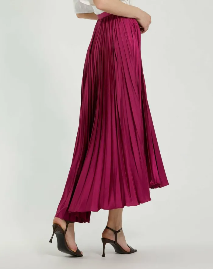 Women Skirts Mac Duggal Pleated Satin Maxi Skirt Fuchsia
