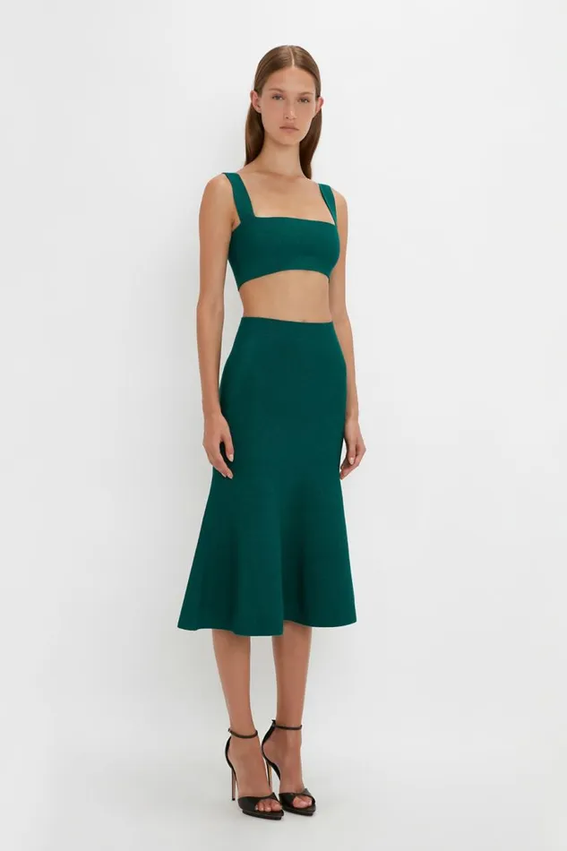Women Skirts Victoria Beckham VB Body Flared Skirt In Lurex Green