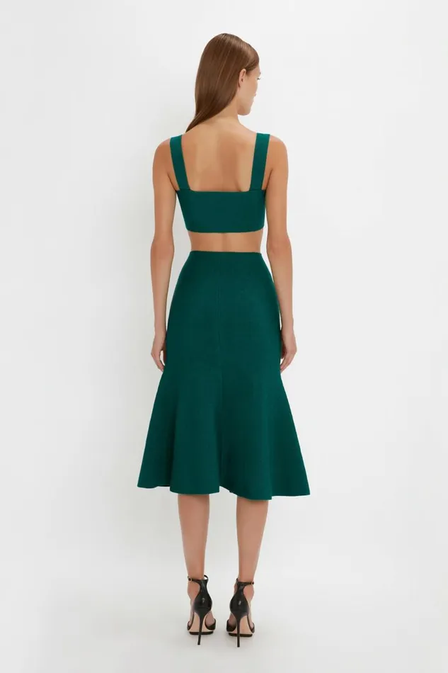 Women Skirts Victoria Beckham VB Body Flared Skirt In Lurex Green