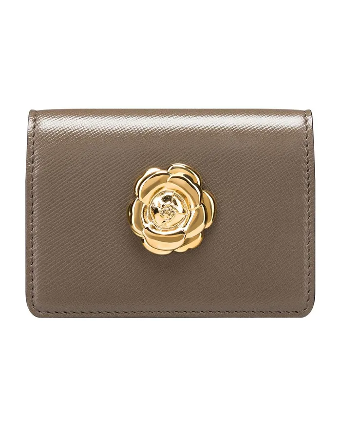 Women Small Leather Goods Oscar De La Renta Taupe Card Case Taupe