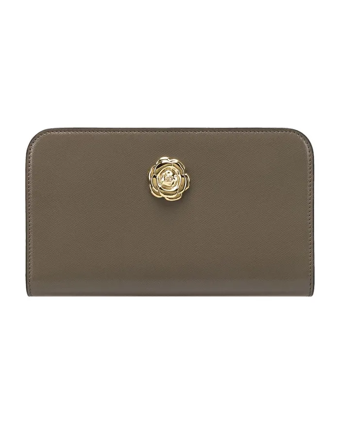 Women Small Leather Goods Oscar De La Renta Taupe Travel Wallet Taupe