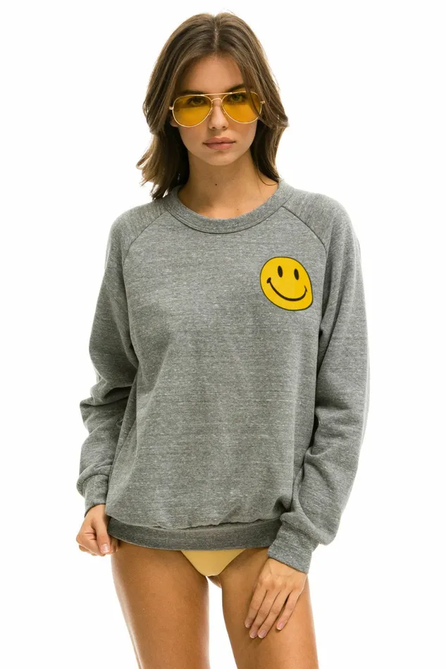Women SMILEY 2 CREW SWEATSHIRT 8211 HEATHER GREY Aviator Nation UnisexCrewSweatshirt