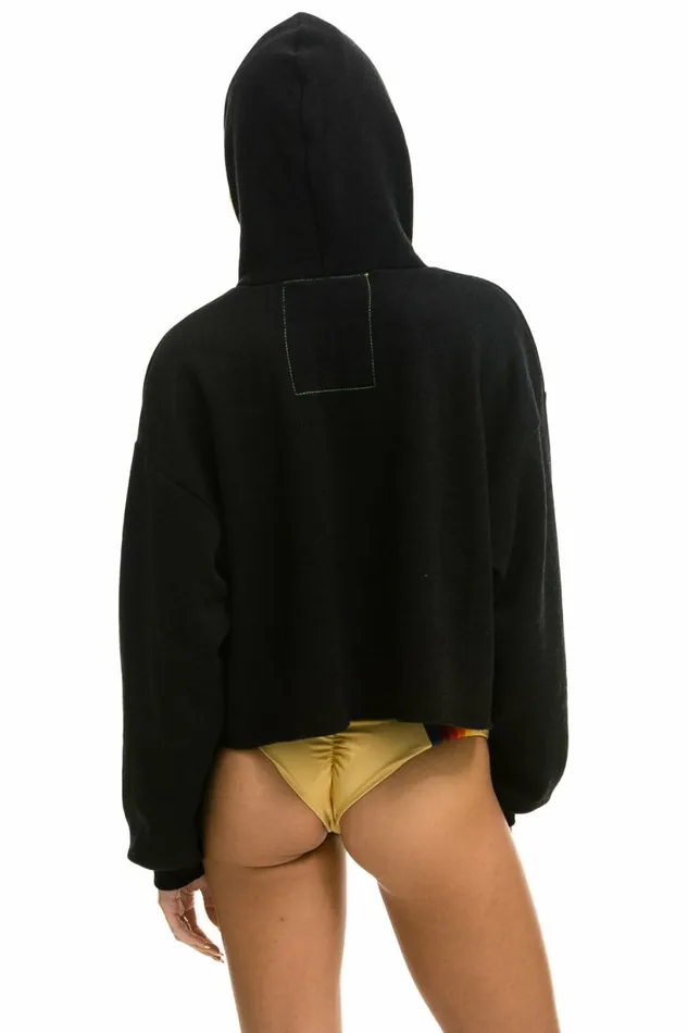 Women SMILEY 2 RELAXED CROPPED PULLOVER HOODIE 8211 BLACK Aviator Nation Hoodies Women SMILEY 2 RELAXED CROPPED PULLOVER HOODIE 8211 BLACK Aviator Nation Hoodies