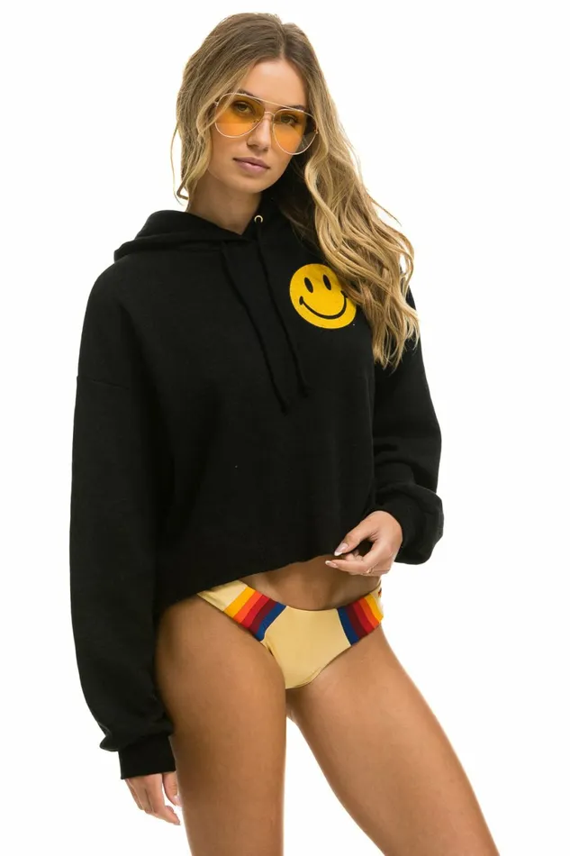 Women SMILEY 2 RELAXED CROPPED PULLOVER HOODIE 8211 BLACK Aviator Nation Hoodies Women SMILEY 2 RELAXED CROPPED PULLOVER HOODIE 8211 BLACK Aviator Nation Hoodies