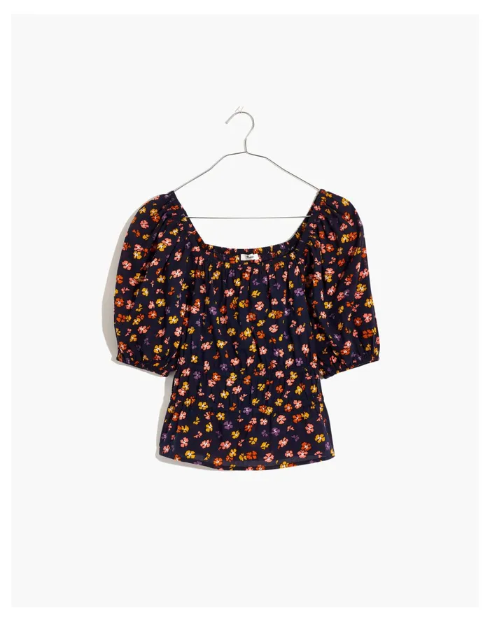 Women Smocked Waist Crop Top In Aloha Floral Small Aloha Dark Baltic Madewell Tops and Shirts Women Smocked Waist Crop Top In Aloha Floral Small Aloha Dark Baltic Madewell Tops and Shirts