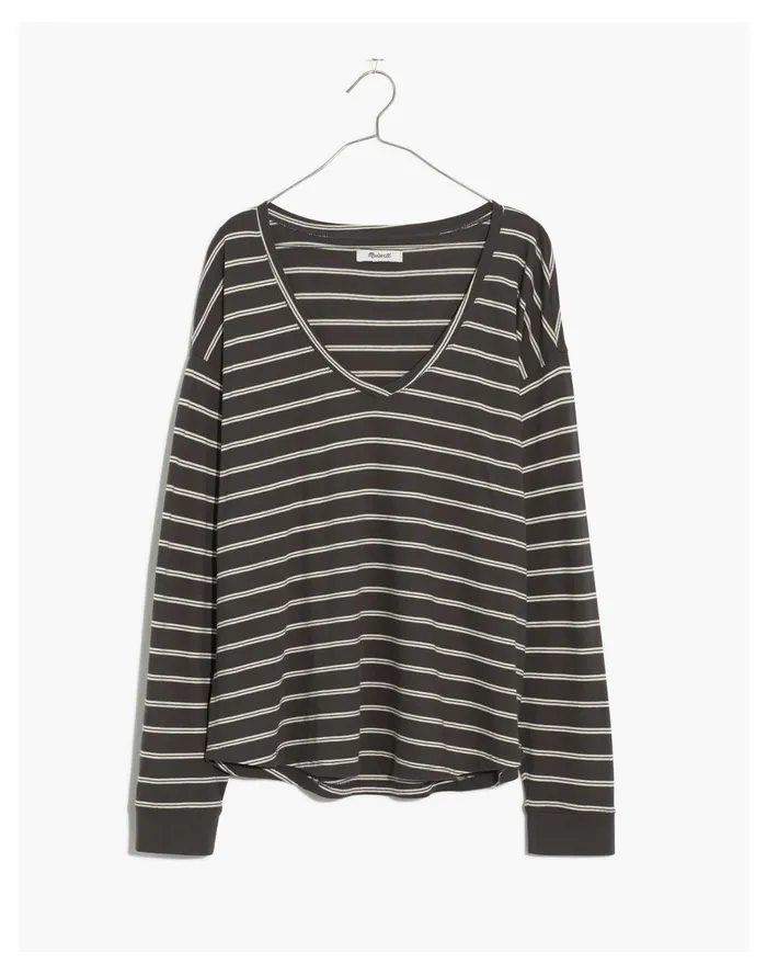 Women Softfade Cotton V Neck Relaxed Tee Coal Madewell Tees Women Softfade Cotton V Neck Relaxed Tee Coal Madewell Tees