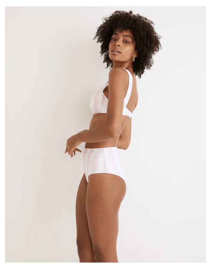 Women Solid and Striped Lilo High Waist Bottom In Cotton Candy Stripe Cotton Candy Madewell Swim Women Solid and Striped Lilo High Waist Bottom In Cotton Candy Stripe Cotton Candy Madewell Swim